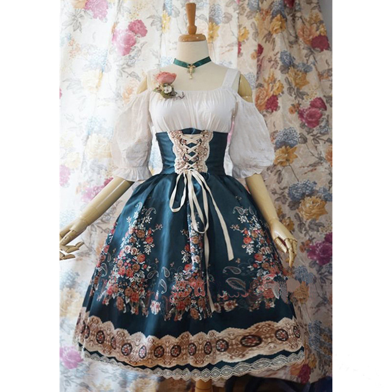 Plus Size Women Lolita Style Gothic Cosplay Dress Vintage Bandage Dress